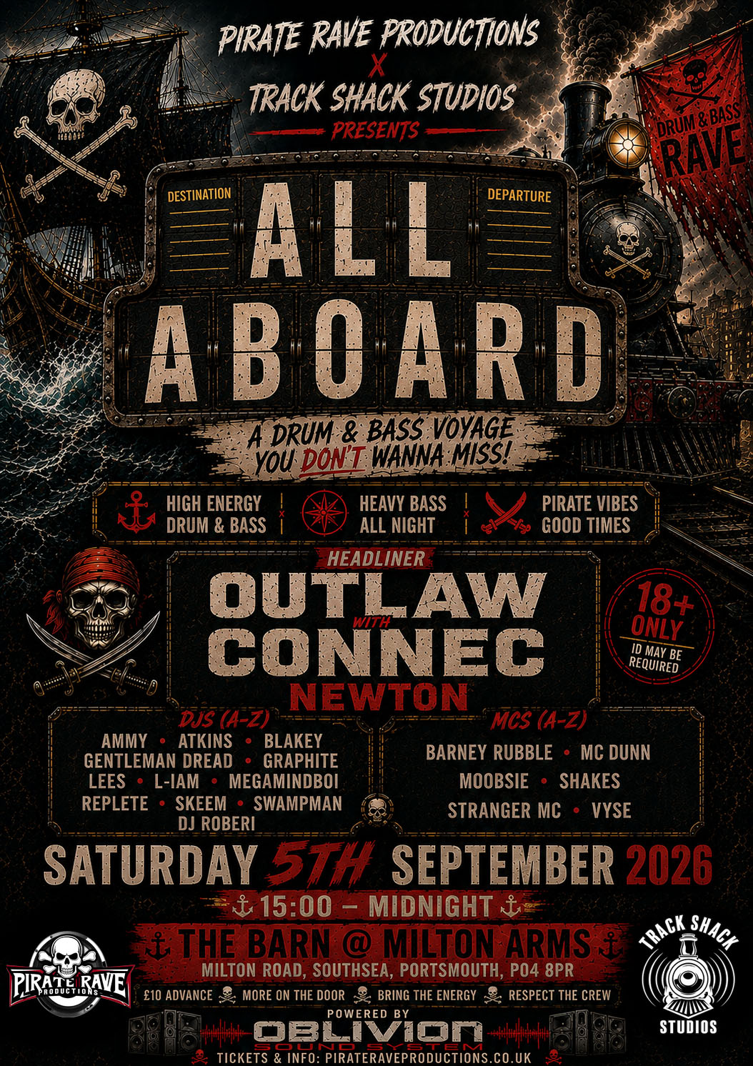 PIRATE RAVE PRODUCTIONS x TRACK SHACK STUDIOS presents ALL ABOARD ( OUTLAW & CONNEC ) 